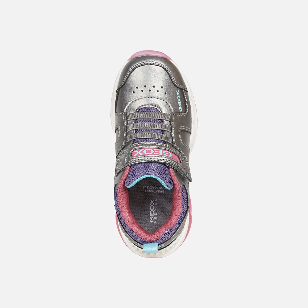 Geox Sneakers Dark Silver/Pink Spaziale - Geox Girls Shoes - DRAWNS804